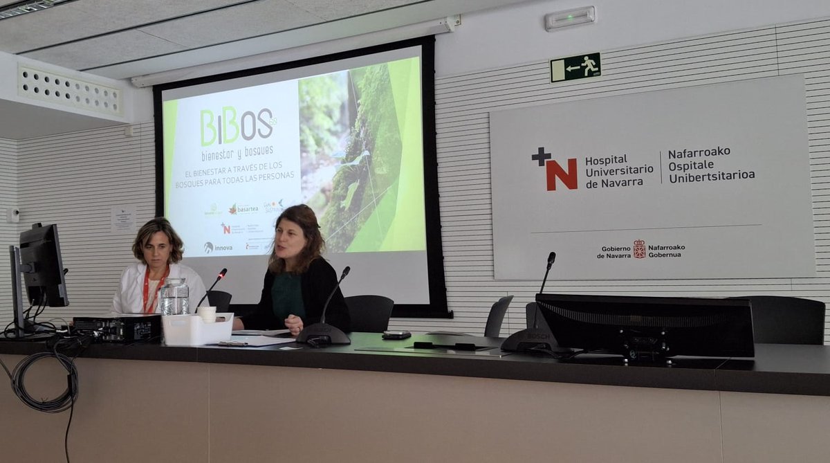 0Bibos6's tweet photo. Hemos presentado el proyecto "BiBos 4.0, el bienestar a través de los bosques para todas las personas" en el Hospital Universitario de Navarra. 
Se han presentado los programas piloto de baños de bosque que se implementarán con pacientes crónicos de pediatría y  sus familiares. https://t.co/XGUyE9Zzcc