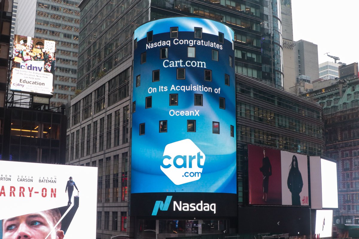 The <a href="/MyOceanX/">OceanX by Cart.com</a> acquisition celebration continues! Thank you, <a href="/Nasdaq/">Nasdaq</a>, for spotlighting this tremendous milestone.

Read the full announcement: bit.ly/3OPwLii