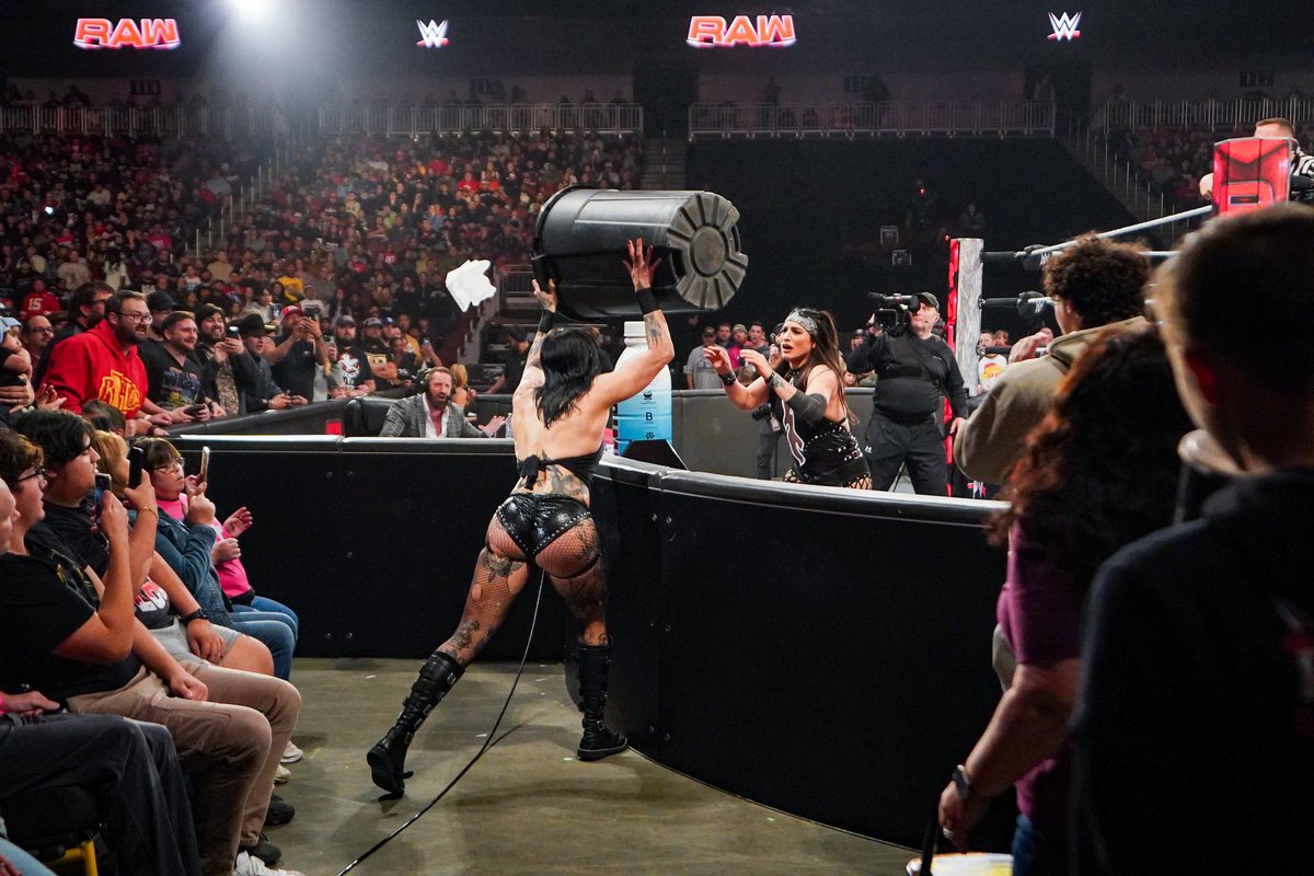 RheaRipley_WWE's tweet photo. Introducing Raquel to another family member 🗑️ https://t.co/NpZcTD6aGV
