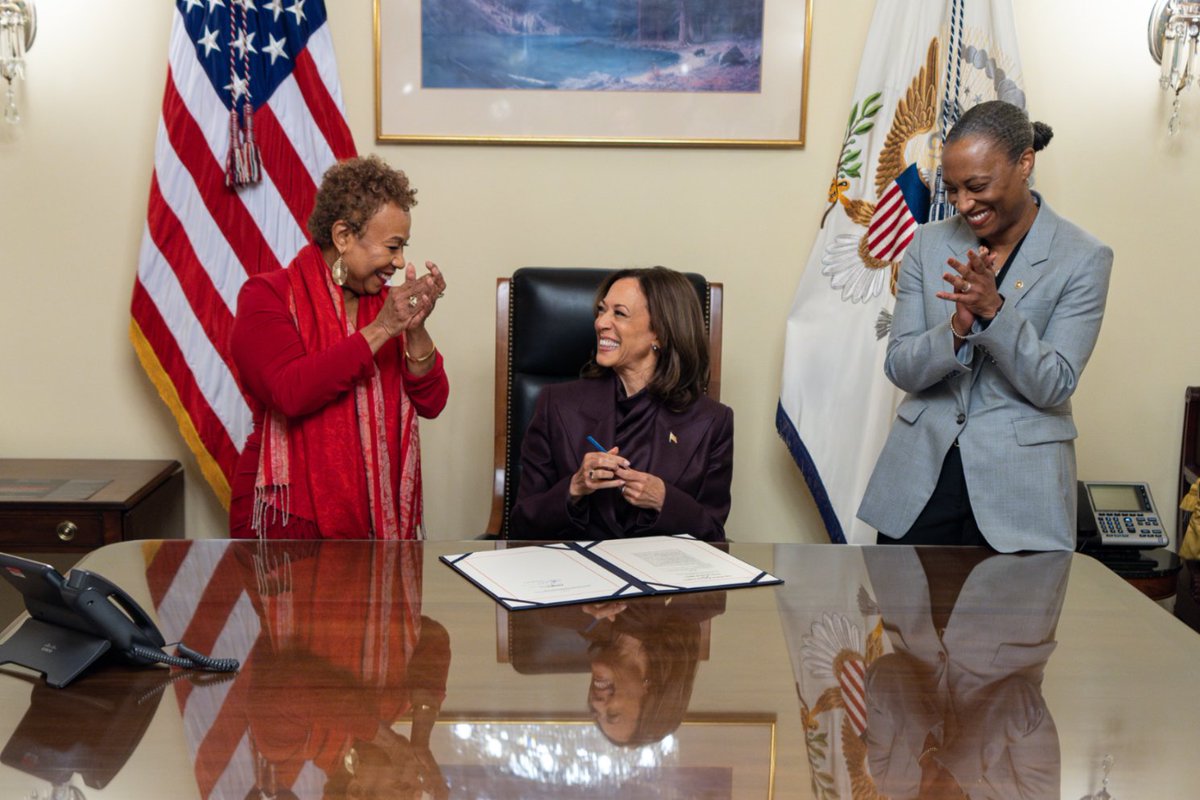 VP46Archive's tweet photo. Shirley Chisholm opened doors for future generations with her brilliance and boldness. As President of the Senate, I was honored to sign the Shirley Chisholm Congressional Gold Medal Act, which grants the late Congresswoman Chisholm the highest civilian award Congress can bestow. https://t.co/VVUlqONElJ