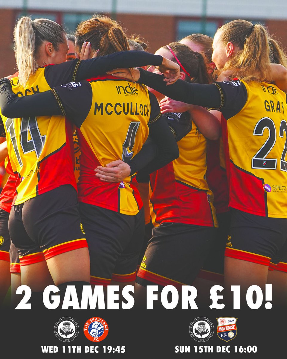 2️⃣ games for 1️⃣0️⃣

Come cheer on the team at both massive games v Spartans and Montrose with the one ticket priced at only £10!

Buy your special ticket online now!

🎟️ bit.ly/2gamesfor10

#AbsolutelyEverybody