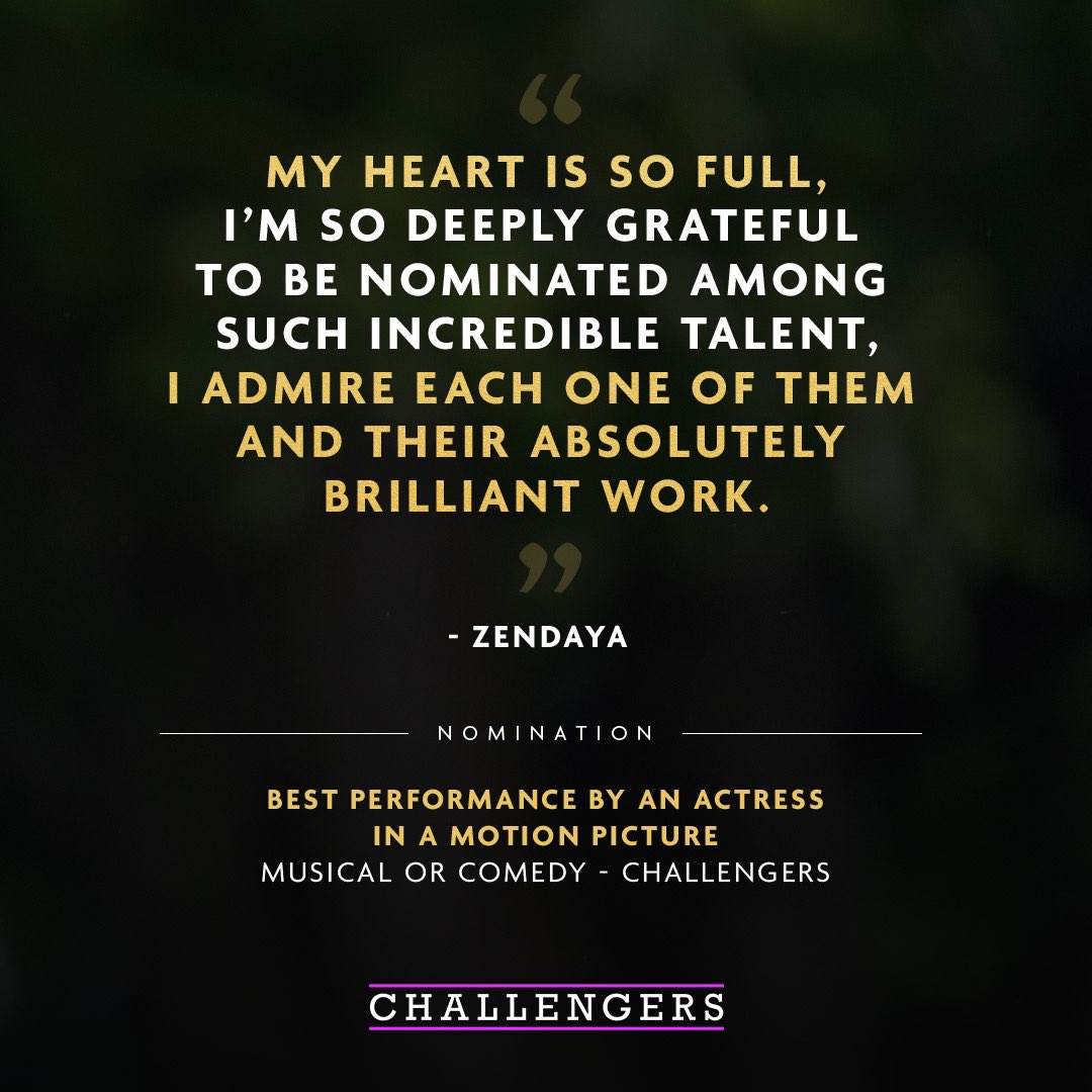 challengersmov's tweet image. Zendaya reacts to her @goldenglobes nomination.