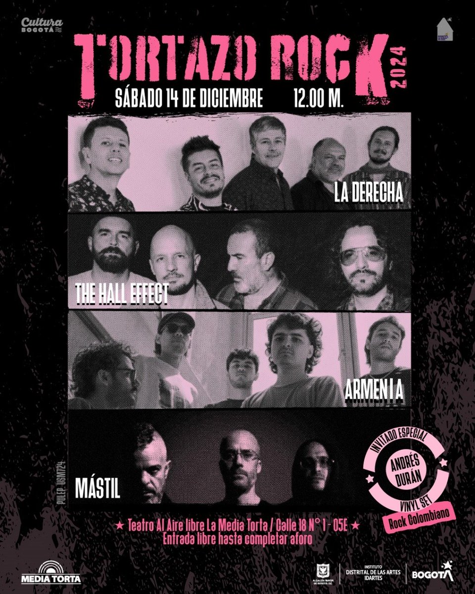 Este sábado hay TORTAZO ROCK en la @mediatortabog, conoce todos los detalles en: artstmagazine.com/tortazo-rock-e…

<a href="/laderechabanda/">La Derecha</a> #TheHallEffect <a href="/armeniamp3/">Armenia ⚡️</a> #Mastil <a href="/andresduranrock/">Andrés Durán</a>