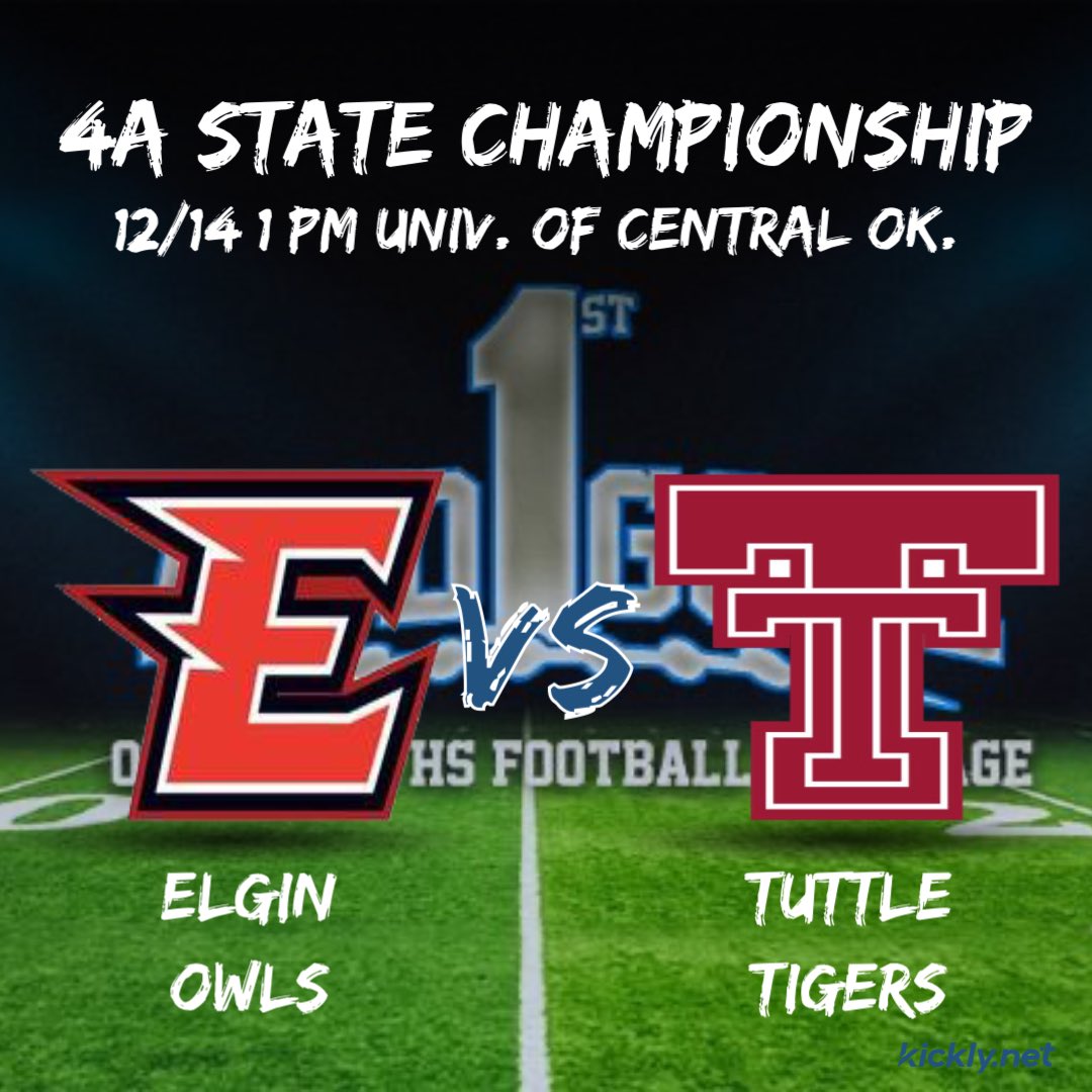 1st And Goal: OK HS Football (@1stgoalokhsfb) on Twitter photo 4A State Championship!
Last Matchup- Tuttle 35 Elgin 14 (2015)
Series History- 12-0 Tuttle
State Championships
Elgin- 0
Tuttle- 3 (2018)
Players to Watch
Elgin- Ritson Meyer RB/LB
(<a href="/Ritson1834/">Ritson Meyer</a>)
Tuttle- Shawn Rounsaville RB/LB
(<a href="/BubbaRounsavil1/">Shawn Rounsaville JR</a>)
#okpreps 4A State Championship!
Last Matchup- Tuttle 35 Elgin 14 (2015)
Series History- 12-0 Tuttle
State Championships
Elgin- 0
Tuttle- 3 (2018)
Players to Watch
Elgin- Ritson Meyer RB/LB
(<a href="/Ritson1834/">Ritson Meyer</a>)
Tuttle- Shawn Rounsaville RB/LB
(<a href="/BubbaRounsavil1/">Shawn Rounsaville JR</a>)
#okpreps