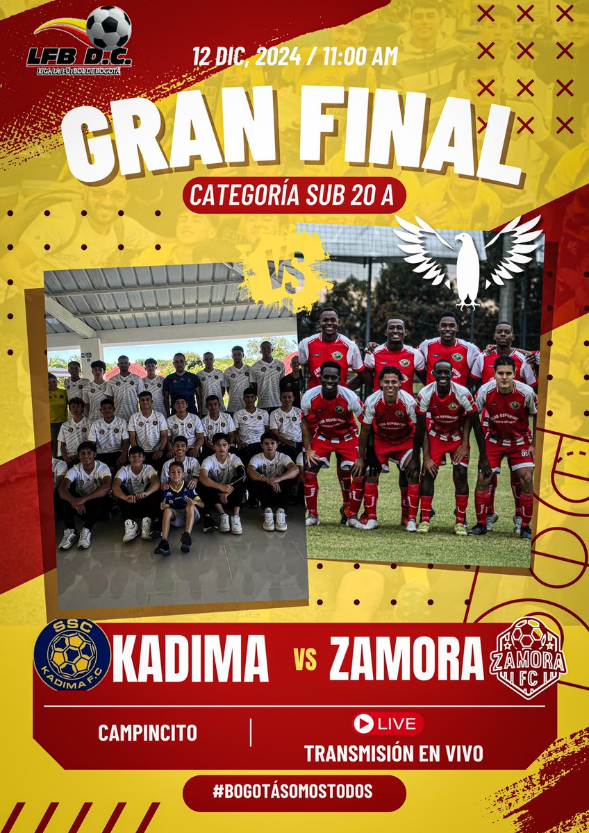 Llegan las finales y semifinales de la Liga de fútbol de Bogotá. ⚽️🧤 

🗓️ Jueves 12 de Diciembre 
🆚 Caterpillar Motor Vs Alianza Sur 
⌚️9:00 Am 
🆚 Karina Vs Zamora
⌚️ 11:00 Am 

¿Tú a quien apoyas? 👇🏼✍🏼 

#𝓑𝓸𝓰𝓸𝓽á𝓢𝓸𝓶𝓸𝓼𝓣𝓸𝓭𝓸𝓼 💛❤️