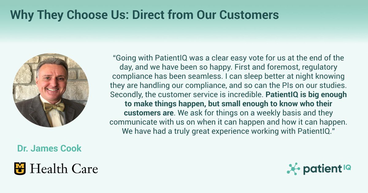 PatientIQ's tweet image. We&apos;re proud to support our partners with a product that truly makes a difference.💡 Thank you, Dr. Cook, and @muhealth for your trust in PatientIQ! 

Find a partner you can trust with your outcomes data, get in touch today: hubs.la/Q02_8WgH0

#OutcomesData #CustomerSuccess