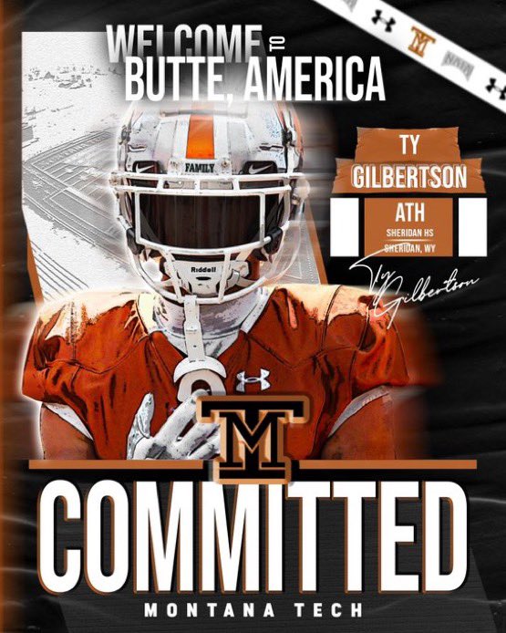Ty Gilbertson (@tygilbertson12) on Twitter photo Super excited to announce my commitment to Montana Tech‼️#committed
#Family #CountOnMe #DiggsFam25⚒
<a href="/MonTechFootball/">Montana Tech Football</a> <a href="/CoachKyleSamson/">Kyle Samson</a> <a href="/CoachAndersonMT/">Khalin Anderson</a> <a href="/CoachThatcher/">Dan Thatcher</a> <a href="/CoachTravisDean/">Travis Dean</a> <a href="/MTFBCoachSchlee/">Doug Schleeman</a> <a href="/CoachMAllenFB/">Montell A. Allen II</a> <a href="/BroncGridiron/">Sheridan Bronc 🏈</a> Super excited to announce my commitment to Montana Tech‼️#committed
#Family #CountOnMe #DiggsFam25⚒
<a href="/MonTechFootball/">Montana Tech Football</a> <a href="/CoachKyleSamson/">Kyle Samson</a> <a href="/CoachAndersonMT/">Khalin Anderson</a> <a href="/CoachThatcher/">Dan Thatcher</a> <a href="/CoachTravisDean/">Travis Dean</a> <a href="/MTFBCoachSchlee/">Doug Schleeman</a> <a href="/CoachMAllenFB/">Montell A. Allen II</a> <a href="/BroncGridiron/">Sheridan Bronc 🏈</a>