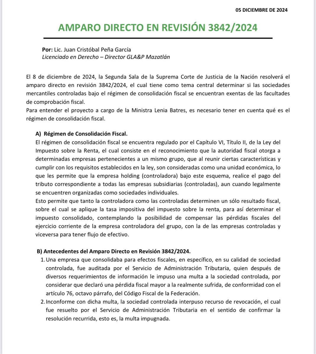 jc_pegar's tweet photo. Sobre el ADR 3842/2024 resuelto por la Segunda Sala de la SCJN el pasado 4 de diciembre de 2024.

@GLAP_MX https://t.co/Jzh8Oplpoc