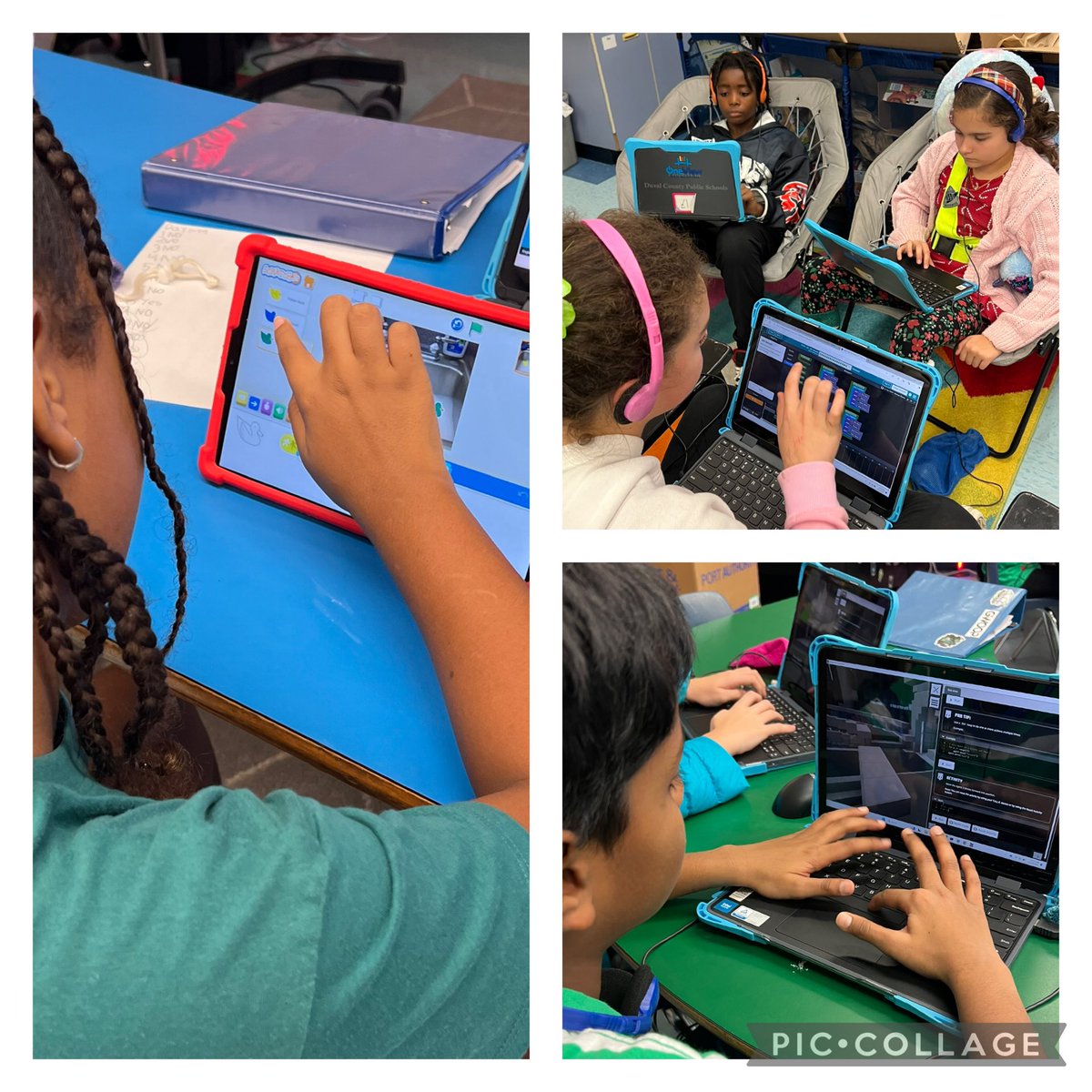 Nieb77's tweet image. 🎉 Today was an incredible day celebrating #CSEdWeek and #HourOfCode! My 5th graders had a blast coding with #MinecraftEducation, and some even ventured into Python. The &quot;Music Lab: Jam Session&quot; on Code.org was a huge hit! 🎶
We also created binary bracelets, and…