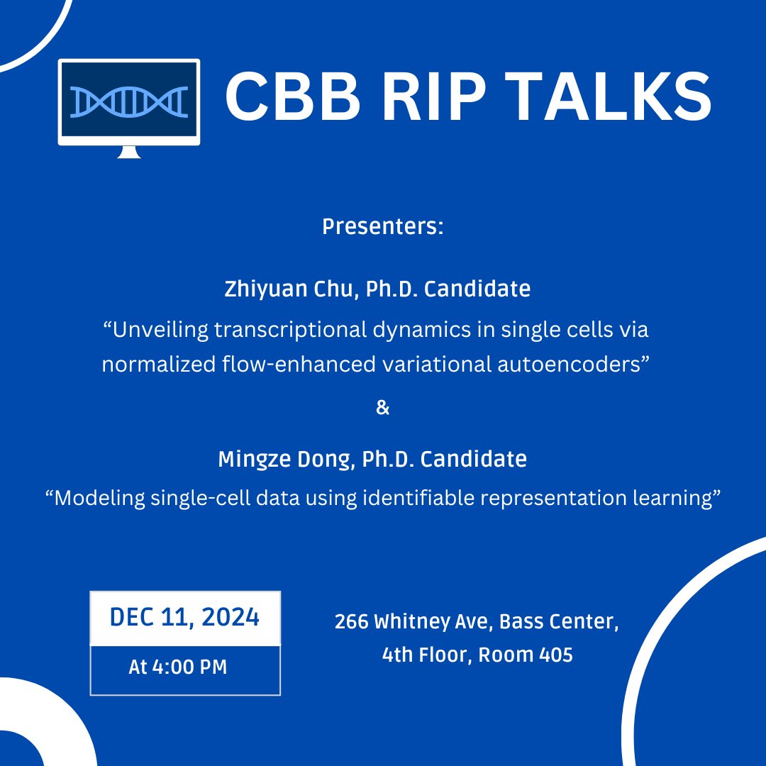Every academic year, <a href="/YaleCBB/">Yale CBB</a> PhD students present weekly Research-in-Progress (RIP) talks and journal clubs (JC). We would like to begin highlighting the various research areas in which CBB students are engaged.  

This week, we have <a href="/YaleCBB/">Yale CBB</a> Ph.D. candidates, Zhiyuan Chu and