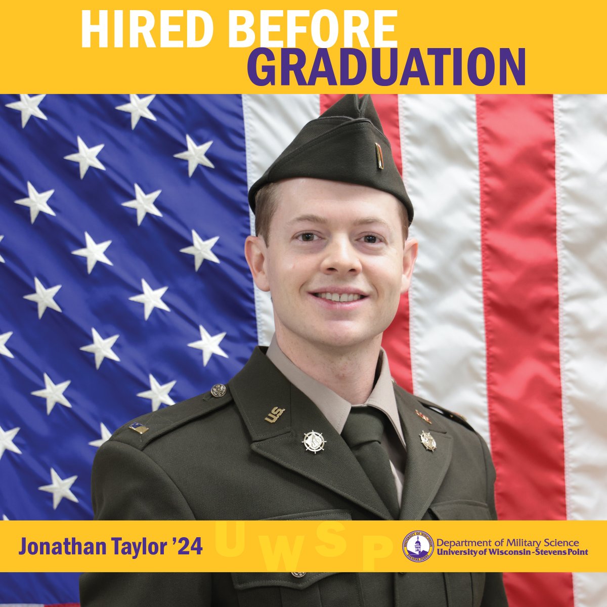 UWSPcps's tweet photo. #HiredPointers: Jonathan Taylor '24 | Biology - Pre-Physician Assistant (@uwspcols) | Military Science (@uwsprotc); Psychology | @usarmy | Transportation Corps. #UWSProtchired #UWSP https://t.co/ucPa0I8T1S