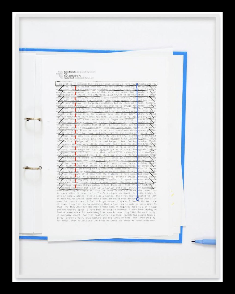 Natalie Czech, A Negative Calligramme by Julien Bismuth (Jalousie), 2018