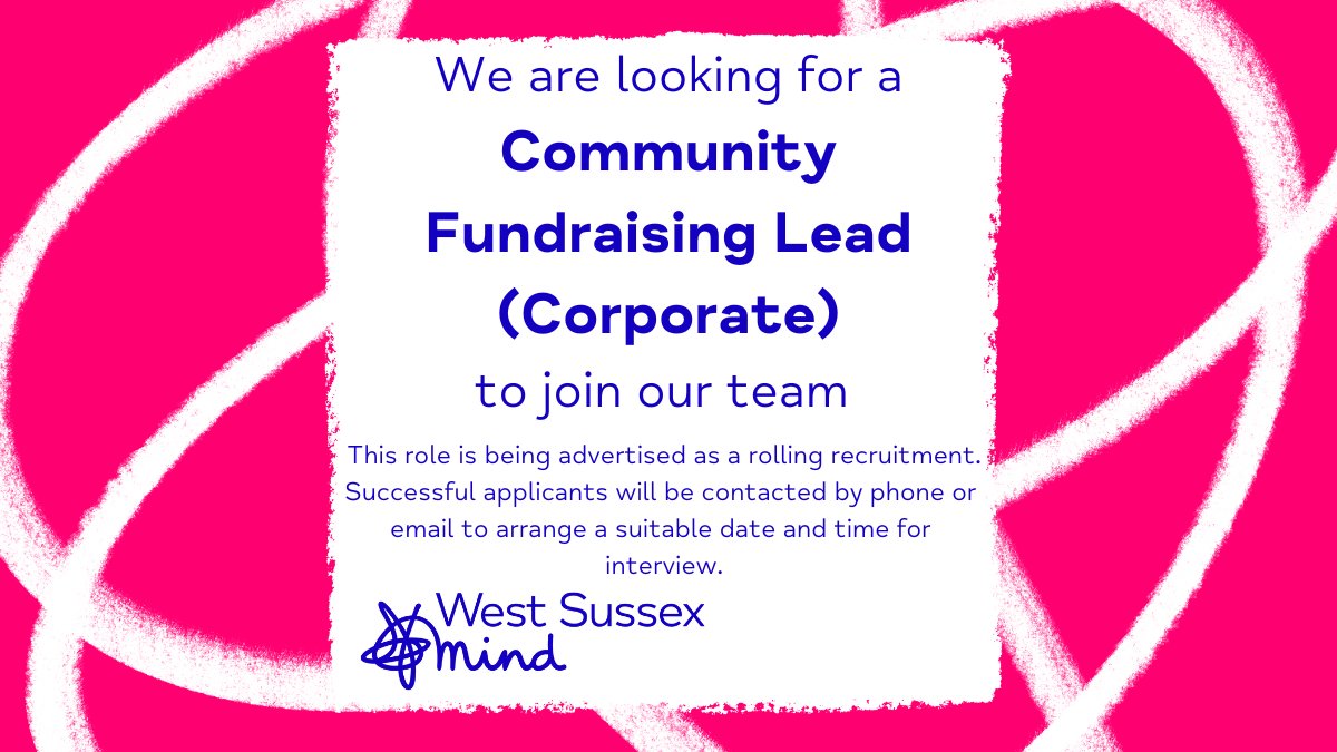 Are you a dynamic fundraiser who likes to be part of an active and friendly Fundraising Team? For more information, follow this link:  westsussexmind.org/jobs/community…
#mentalhealthjobs #wearehiring #westsussex #fundraising
