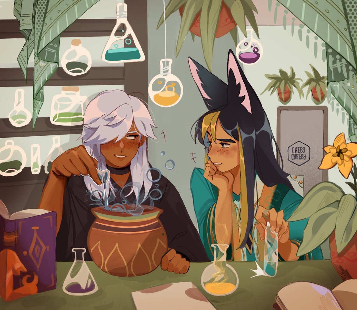 cheescheesyy's tweet photo. made an alt version of this drawing cause i wanted a wallpaper for my ipad 🧪🌿🔮 #cynonari https://t.co/16879yFFTJ