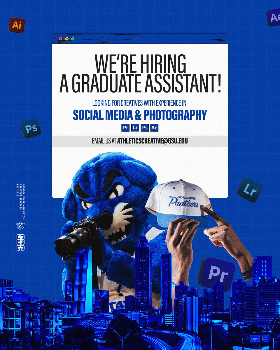 We're hiring a Graduate Assistant ‼️

We're looking to add a talented GA with experience in social media management, short-form content creation, and photography.

Apply below, or if you know someone who might be interested, tag them below!

🔗: forms.gle/Un1A5Kz8E91Pin…