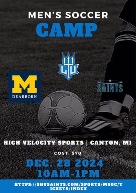 Men's College ID Camp featuring top college coaches from Siena Heights University, University of Michigan-Dearborn, and Lawrence Technological University.

🌟 Don't miss this chance to showcase your skills and get noticed!
shusaints.com/sports/msoc/ti…