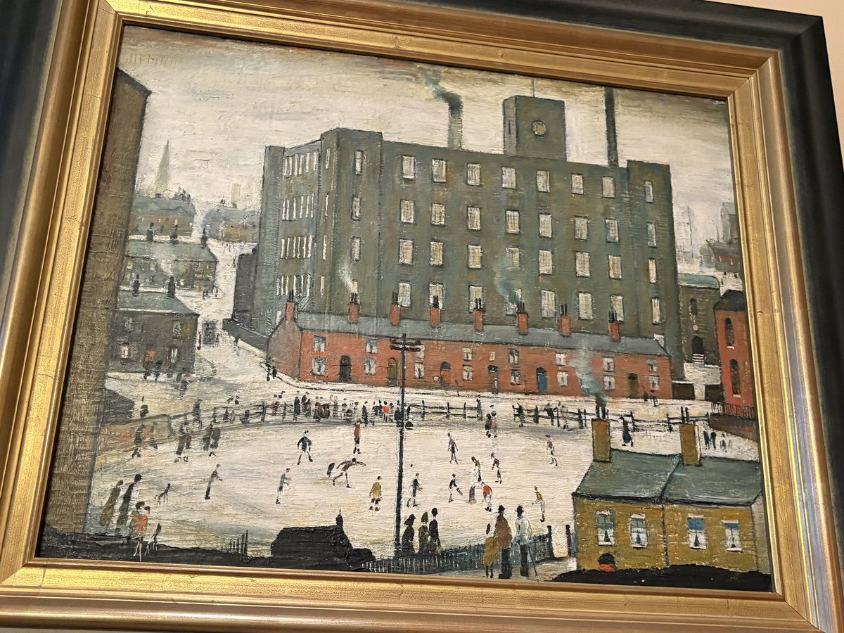 I’ve been at #Lord’s today for a lunch (thank you caterers and delightful staff) and looked around the Pavilion.  I hadn’t realised they have charming original Lowrys… ‘A Cricket Match’ 1952