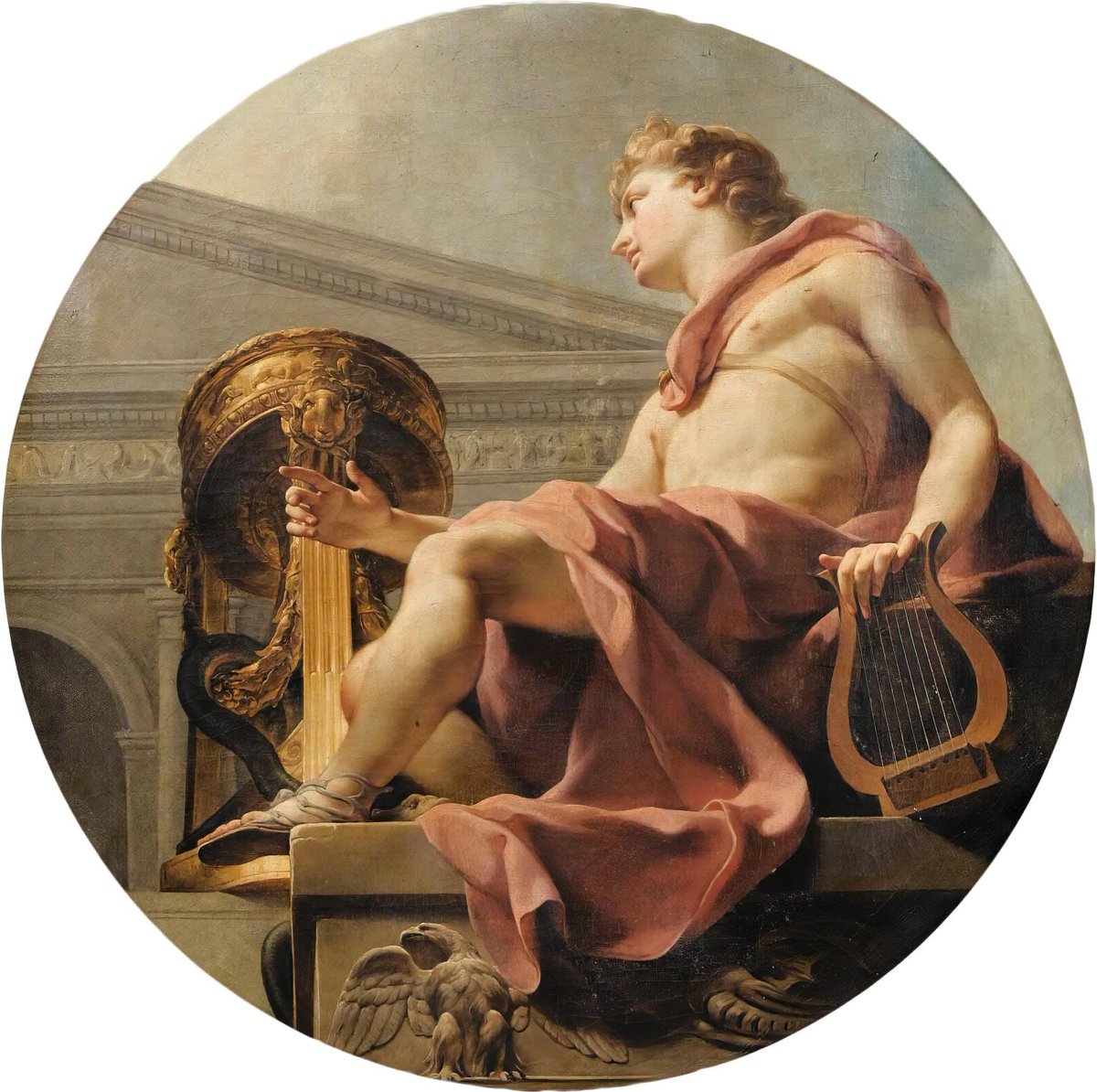 Apollo Seated Holding A Lyre In Front Of An Athenienne And A Snake by Charles André van Loo (18th century)