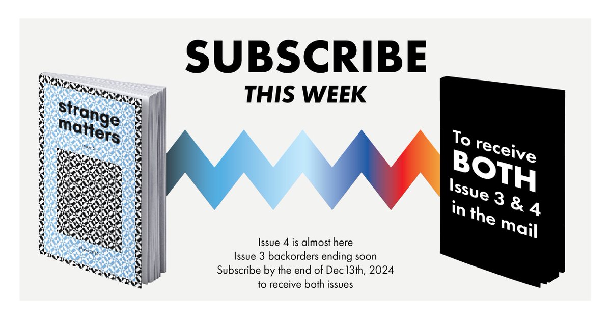 Issue Four is on its way!

Shipping day is later this month; we'll soon be announcing it, along with the stellar pieces in this issue.

Until then, here's the big news: until December 13th, new print subscribers will receive BOTH no. 3 &amp; no. 4.

Now's the optimal time to hop on!