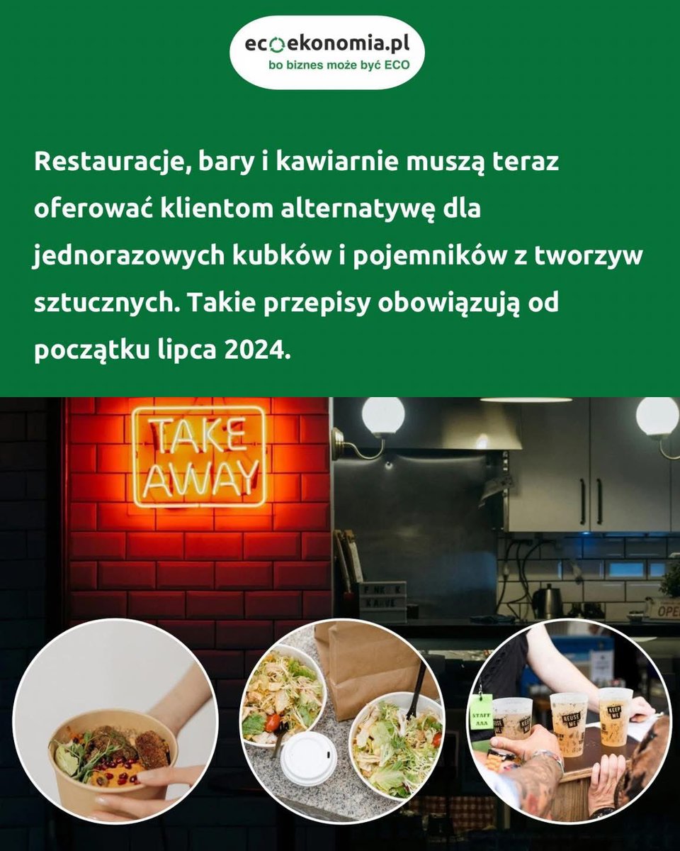 Restauracje, bary i kawiarnie muszą teraz oferować klientom alternatywę dla jednorazowych kubków i pojemników z tworzyw sztucznych. Takie przepisy obowiązują od początku lipca 2024.
ecoekonomia.pl/2024/12/09/kon…
#SUP 
 #opakowaniawielorazowe #opakowaniawielorazowegoużytku
