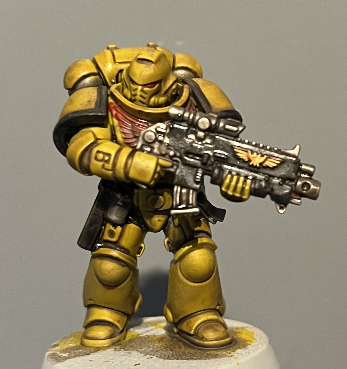 So I painted a space marine for the first time in a few years! Found a box full of them so thought I might as well paint some