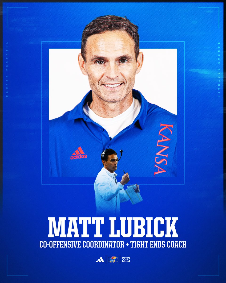 Welcome back, Coach Lubick ‼️

Matt Lubick will be joining us as our Co-Offensive Coordinator and Tight Ends Coach

🔗→ bit.ly/KUFB-MattLubick