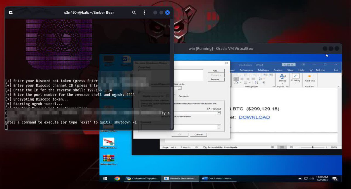 S3N4T0R_0X0's tweet photo. This APT attack simulation #EmberBear targeted Ukraine's energy sector in April 2021. It began with a #phishing email containing a Word document that deployed a malicious JavaScript file, installing #SaintBot downloader and #OutSteel document theft tool
https://t.co/F32FFxC6bh https://t.co/rK9ZT4oZov