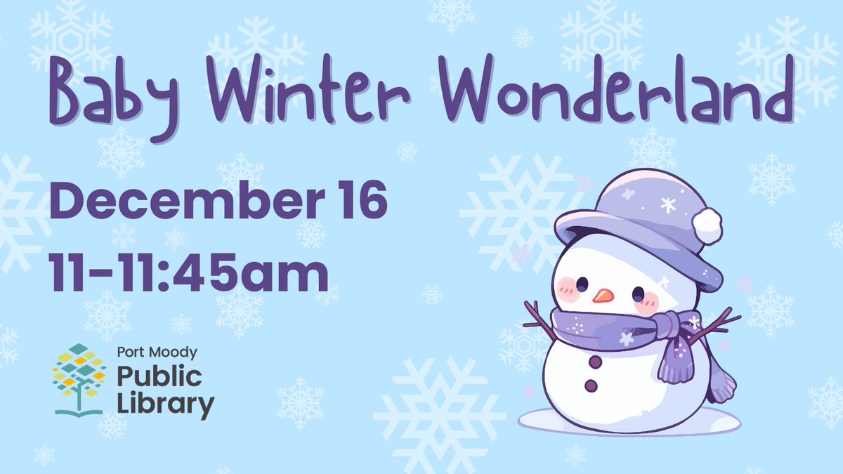 PoMoLibrary's tweet photo. Celebrate the season (while keeping warm) with our Baby Winter Wonderland! Join us on Monday, December 16 at 11am for songs, stories, and a little dance party. https://t.co/eCyk9Jh6kW