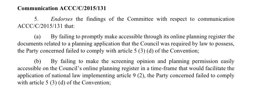 EIA screening being withheld from the planning portal in direct breach of Article 5(3)(d) of the Aarhus Convention and United Nations Decision VII/8s, 5(a) and (b) #Systemfailni
