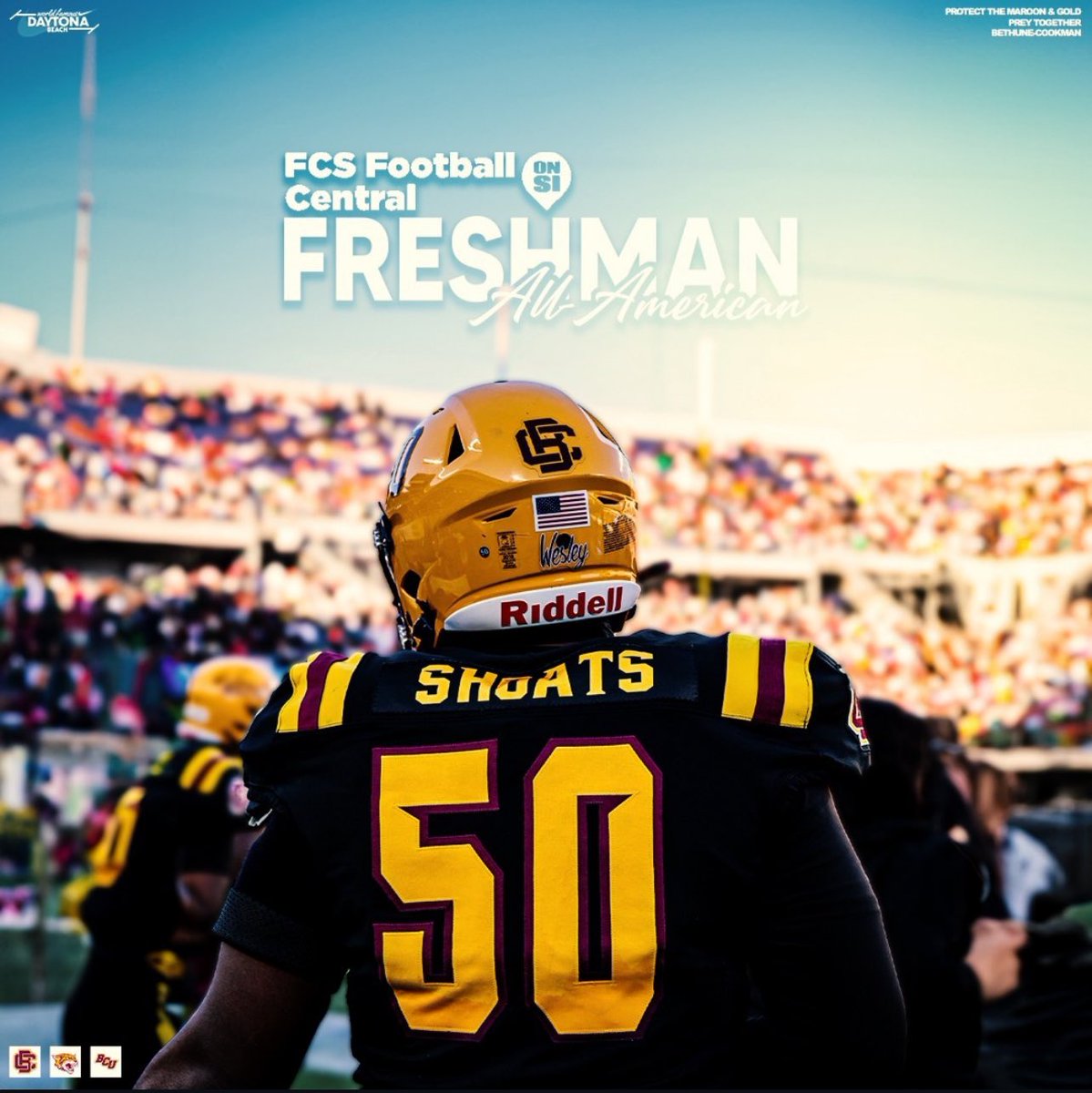 Teko Shoats (@tek0_53) on Twitter photo Blessed To Be Named A Freshman All-American🙏🏾⚔️ <a href="/BCUGridiron/">🏈 Bethune-Cookman Football</a> <a href="/The__Bluebloods/">FCS Football Central</a> <a href="/B_Wash72/">Coach Wash</a> <a href="/CesarJimenez305/">Cesar Jimenez</a> Blessed To Be Named A Freshman All-American🙏🏾⚔️ <a href="/BCUGridiron/">🏈 Bethune-Cookman Football</a> <a href="/The__Bluebloods/">FCS Football Central</a> <a href="/B_Wash72/">Coach Wash</a> <a href="/CesarJimenez305/">Cesar Jimenez</a>