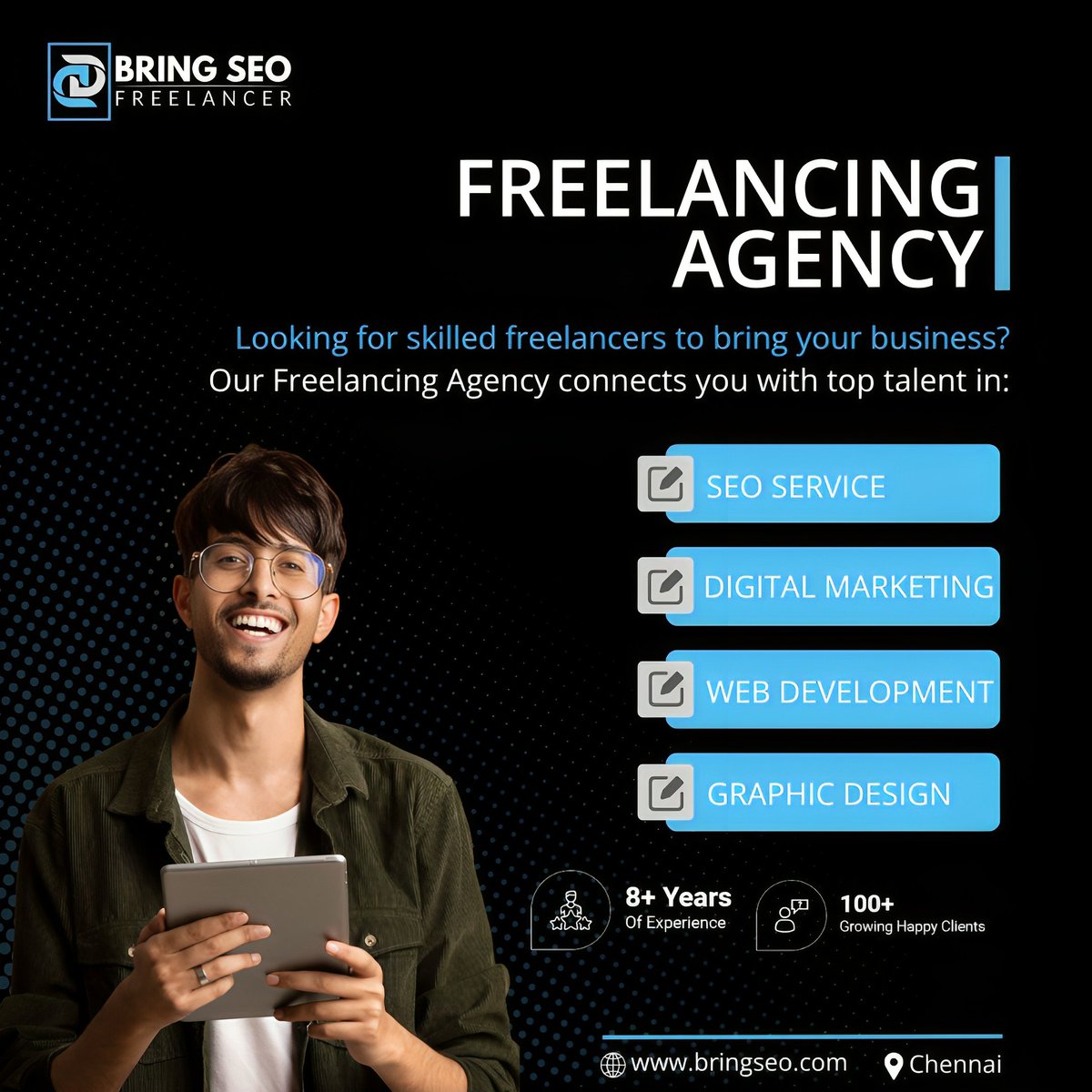 bring_seo's tweet image. Looking for skilled freelancers to bring your BUSINESS? Our Freelancing Agency connects you with top talent in:
✔️ Digital Marketing
✔️ Web Development
✔️ Graphic Design
✔️ SEO Services

bringseo.com

#freelancingagency #BusinessGrowth #FreelancerSuccess #freelancer