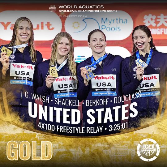 USASwimming's tweet photo. One of the most dominant relay performances we’ve seen 💪

#AQUABudapest2024 https://t.co/ZijQnu9lK4