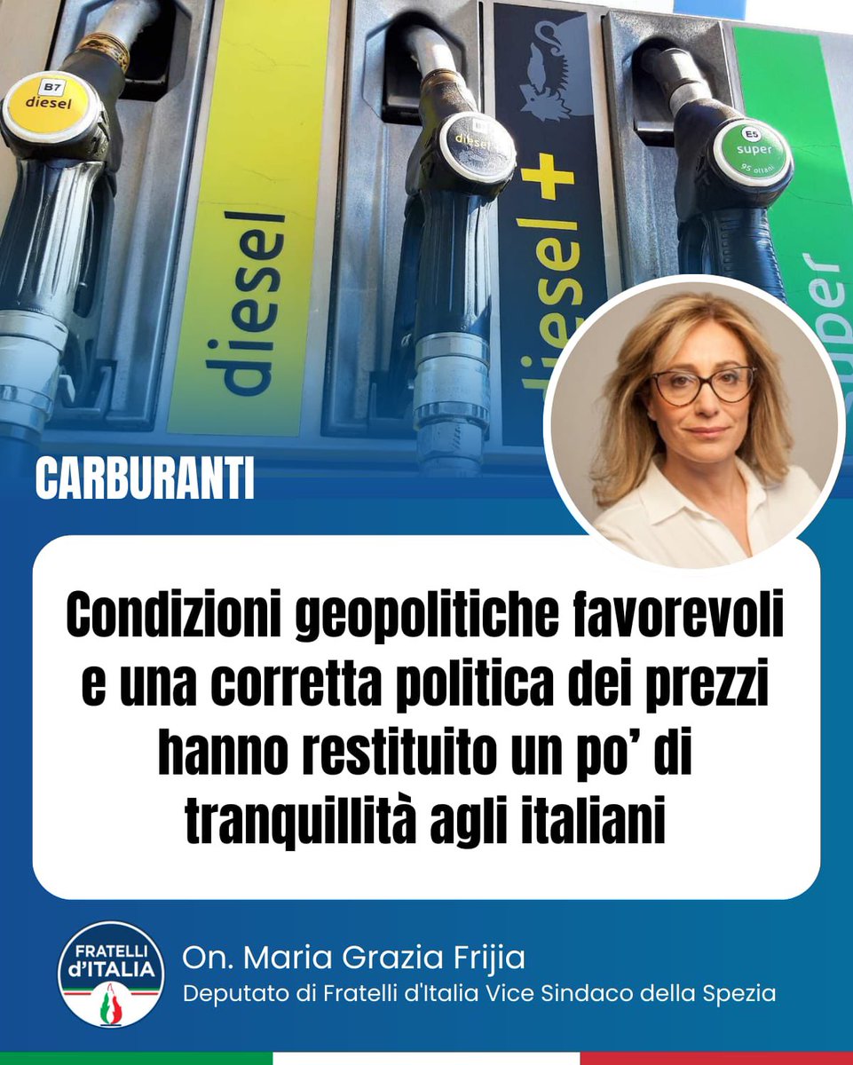 MariaFrijia's tweet photo. ⛽️ ✍️ **L’UNEM (Unione Energie per la Mobilità) ha certificato che prezzi dei carburanti alla pompa nel 2024 hanno consentito un #risparmio per gli automobilisti di circa 2,7 miliardi di euro rispetto allo scorso anno, cioè 103 euro a #famiglia.** https://t.co/GZVKZkc19v