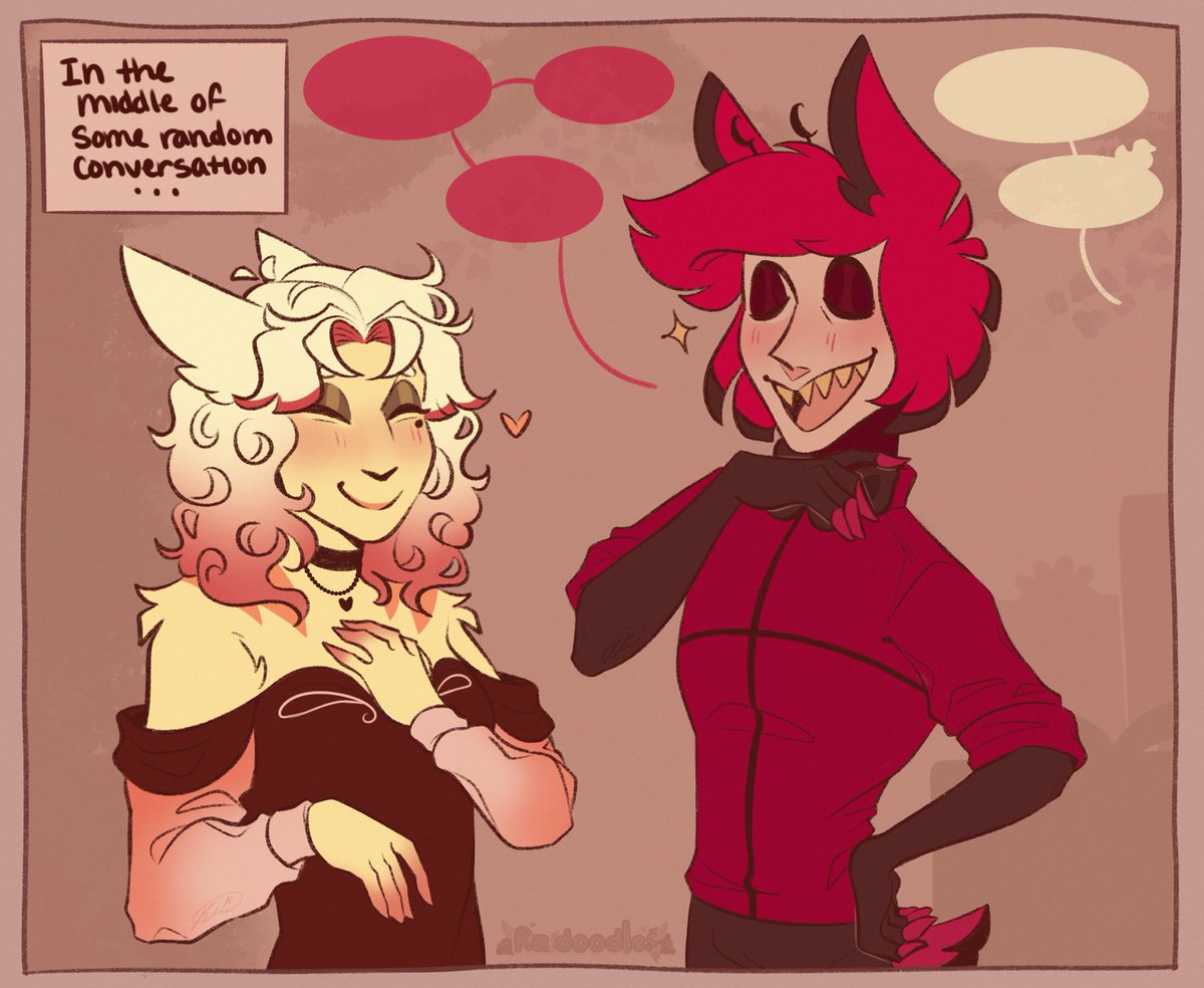 DoodlesKa's tweet photo. 🥀Accents <3🥀

Just wanted to do another comic in this get-together setting (and to be a reason to show off one of Ruby’s quirks of her fur puffing up when flustered ^^).

|| #hazbinhoteloc #hazbinhotelfanart #hazbinhotelalastor #hazbinhotel #ocxcanon #fancomic #digitalart || https://t.co/fFsFEm42Hh