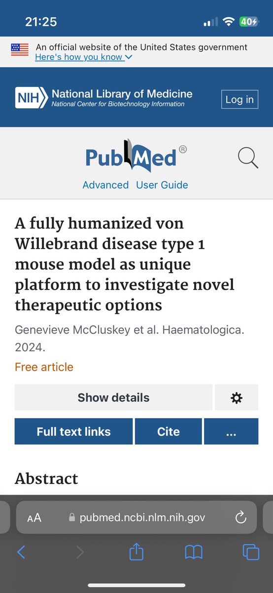 Everything you wanted to know about our humanized #VWD-type1 mouse model (hVWD1 mice) is now available here ⬇️

haematologica.org/article/view/1…

@InsermU1176