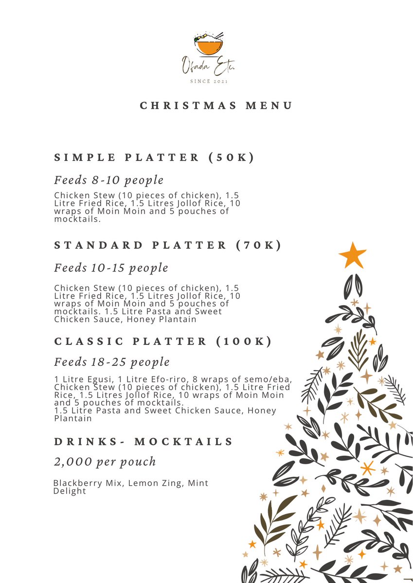 eunicebillions's tweet photo. Our Christmas Menu is here🤭 https://t.co/WYN8M6qqU3