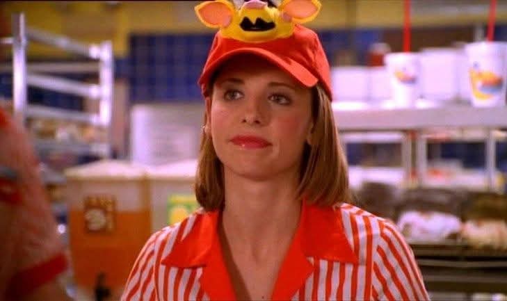 Buffy working at the Doublemeat Palace. Sarah Michelle Gellar, "Buffy The Vampire Slayer".