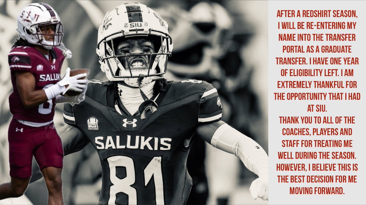 I have entered my name into the transfer portal as a graduate transfer. 

Receiver/Returner