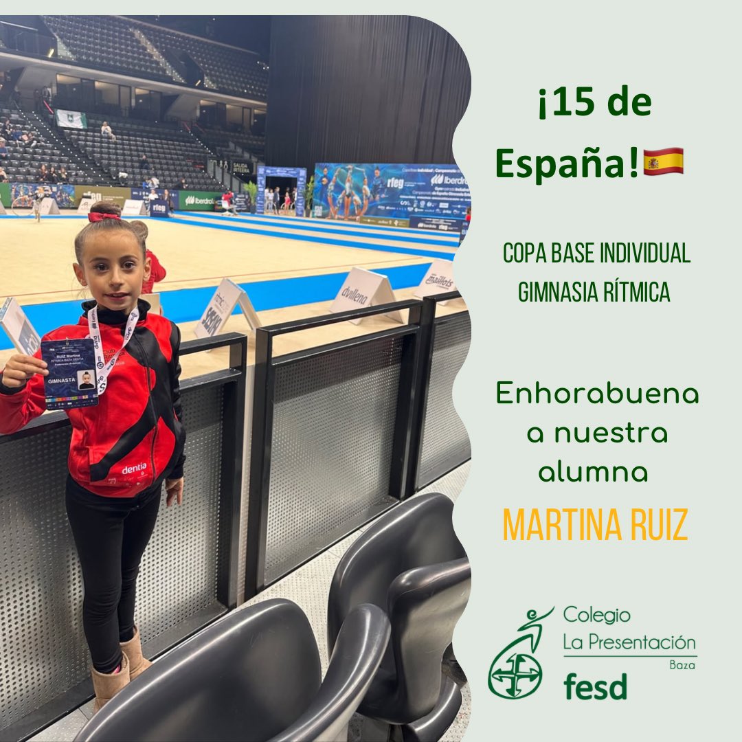 🇪🇸15ª de España en la Copa Base Individual de Gimnasia Rítmica. ¡ Enhorabuena a nuestra alumna Martina Ruiz!