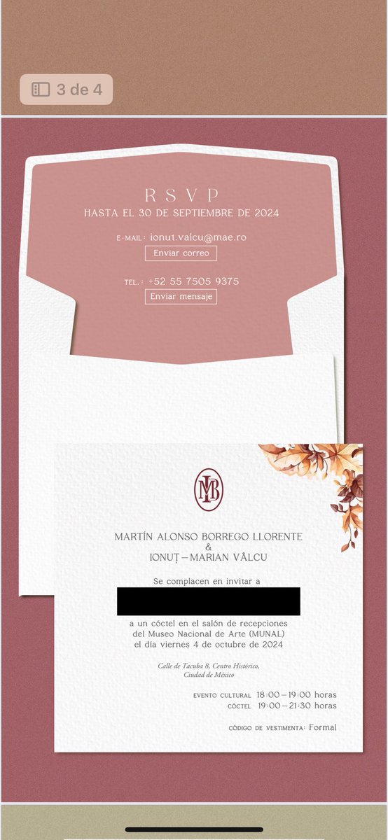 ClaudioOchoaH's tweet photo. Aquí la invitación que distribuyeron los novios para festejar “los 89 años de relaciones diplomáticas entre México y Rumania” en el MUNAL. https://t.co/tB7LqopRcj