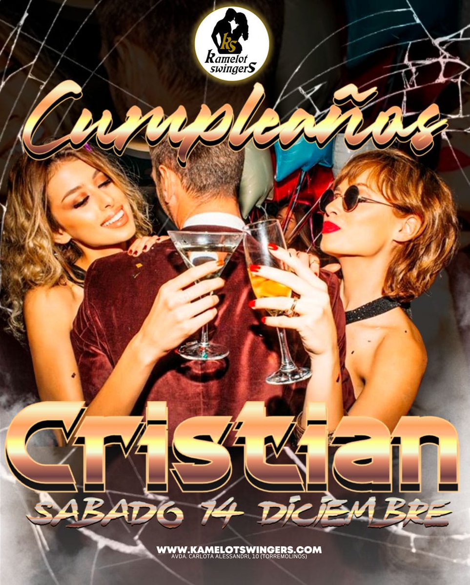 KamelotSwingers's tweet photo. Señala el próximo 14 de diciembre en tu calendario porque ¡por fin! llegó el momento de celebrar una de las fiestas más salvajes y esperadas de Kamelot: el cumpleaños de nuestro querido Cristian

Como cada año, a partir de las 22.00 horas y hasta las 06.00 horas .. https://t.co/cWKtjpSGBh