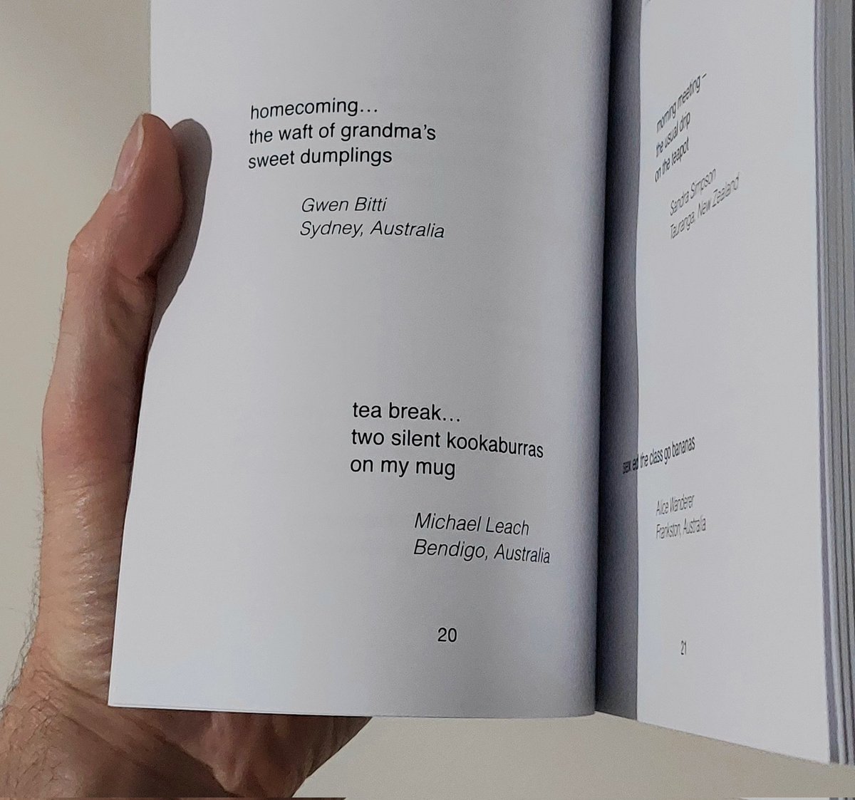 My contributions to this year's #Haiku Down Under Anthology of poems by online conference attendees. I'm pleasantly surprised to have the opening piece, &amp; grateful to have work included alongside so many excellent poems! My thanks to editors Carole Harrison &amp; Sue Courtney
#poetry