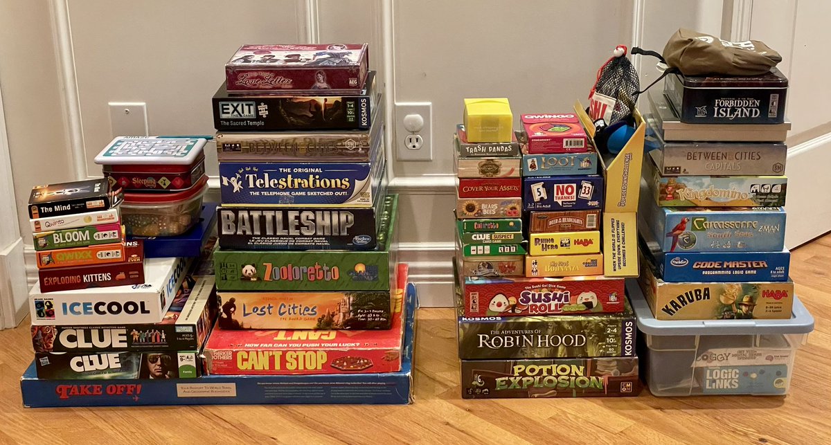 aktheodore's tweet photo. 8th annual Thanksgiving getaway to a cabin for family time and board games is in the books!  Played the games on the left, didn’t play those on the right.  Love Letter Premium was new to the kids and the big hit of the weekend! https://t.co/zWldTYyeLa