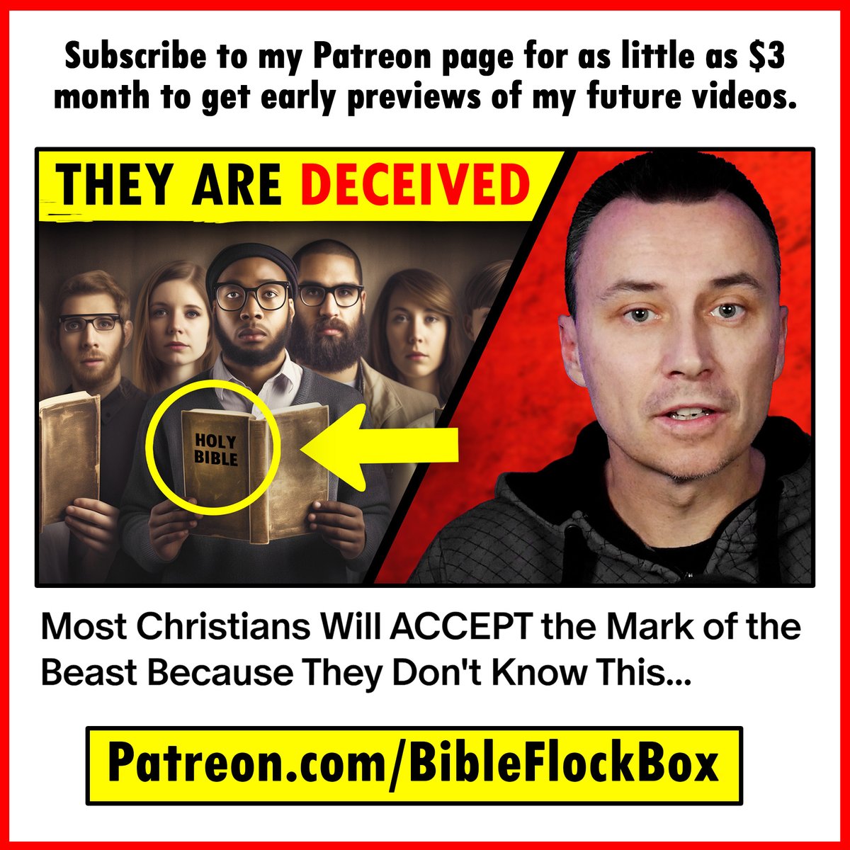 Rev14Media's tweet photo. Are you ready to dive deeper into Bible prophecy and unlock the truths many miss? By subscribing to my Patreon for just $3 a month, you’ll get early access to videos like this upcoming prophecy video: 

🔥Most Christians Will ACCEPT the Mark of the Beast Because They Don't Know This...  

This video uncovers the Biblical truth behind one of Revelation's most critical prophecies. Forget the theories about barcodes, microchips, and vaccines—what does the Bible really say?  

🎥 What You’ll Learn:  

✔️ Revelation's symbolic language explained. 
✔️ The connection between worship and the mark of the beast. 
✔️ The seal of God vs. the mark of the beast. 
✔️ The true meaning behind "forehead" and "hand."  

🙏 Your support on Patreon helps keep my ministry alive, allowing me to reach more people with these vital messages. Join today, and you’ll get early previews, exclusive updates, and the satisfaction of knowing you’re helping to spread God’s Word!  👉 

Click here to join: https://t.co/whq1TqGTWg

Thank you for your support, and God bless! 🌟