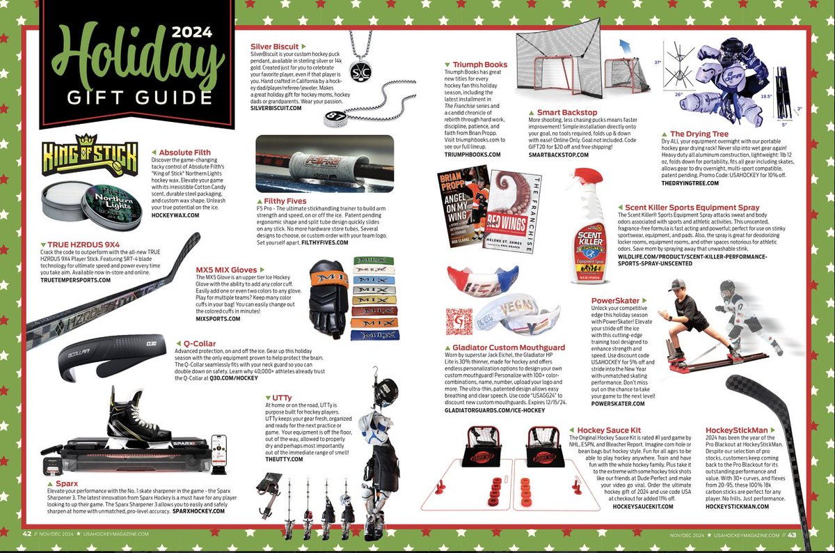 Bryan Nelson (@nellsbells8) on Twitter photo Looking for the perfect Hockey Gift? 🏒 🎁
The <a href="/USAHMagazine/">USA Hockey Magazine</a> 2024 Holiday Gift Guide has you covered ⤵️
shorturl.at/JHfUp Looking for the perfect Hockey Gift? 🏒 🎁
The <a href="/USAHMagazine/">USA Hockey Magazine</a> 2024 Holiday Gift Guide has you covered ⤵️
shorturl.at/JHfUp