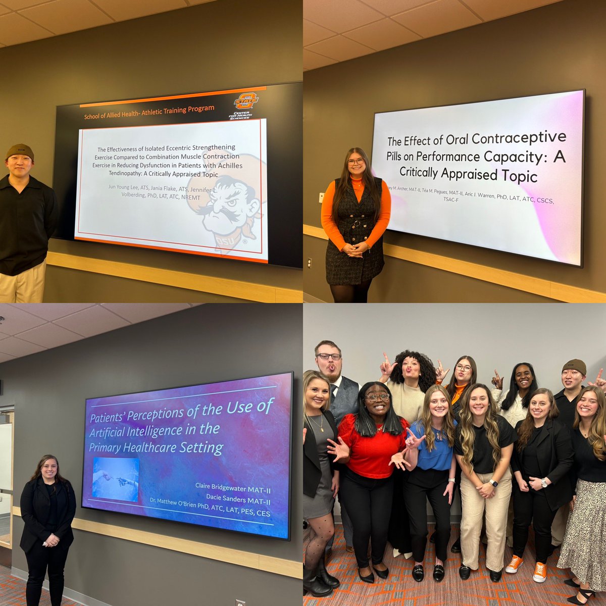 It’s not often we get all of the students (and ourselves) in the same building for a day… 
Congrats to the class of 2025 on their Critically Appraised Topic presentations today! 
#GoPokes #okstatemat #research