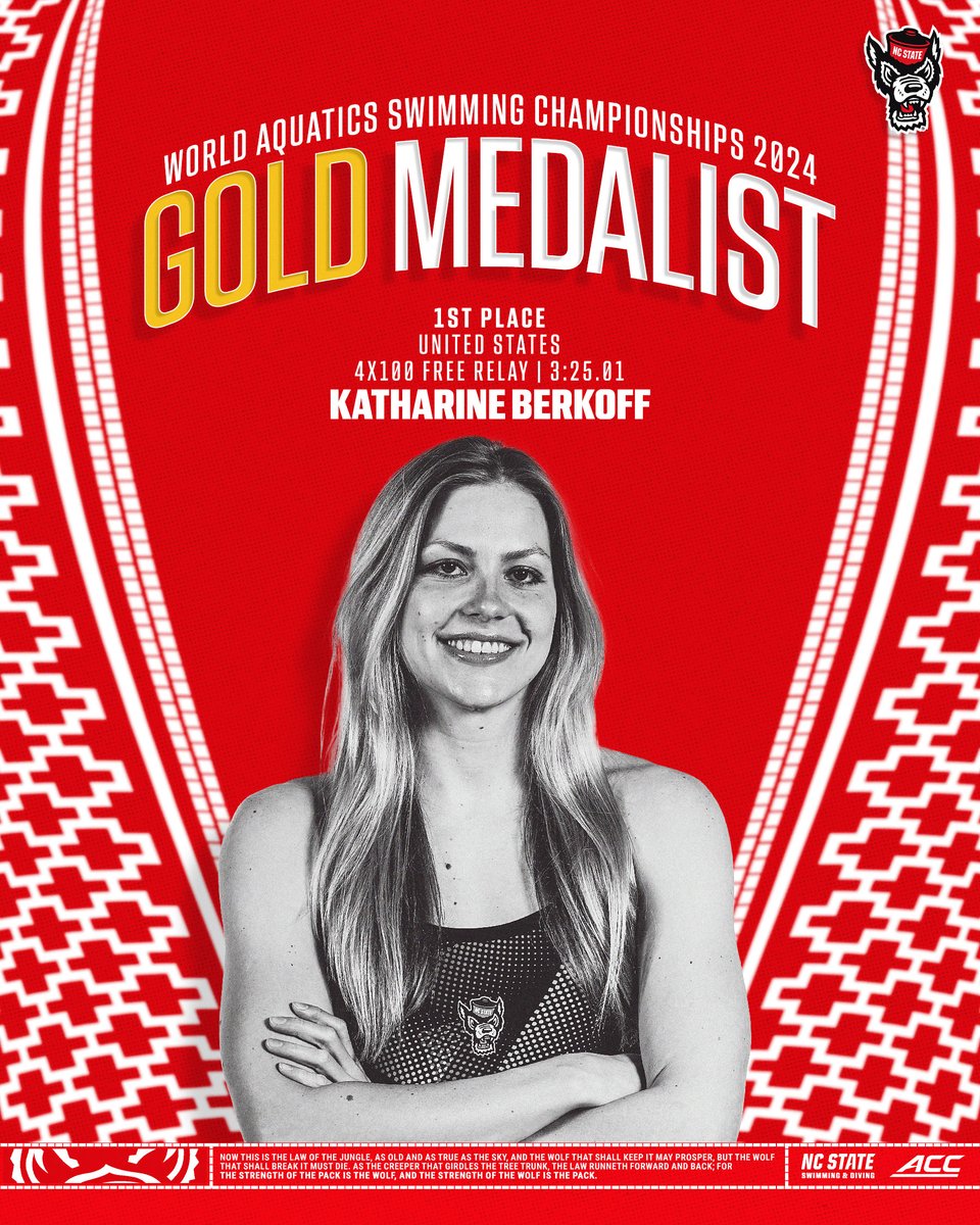 Berkoff and Team USA set new world record🌎in the 4x100 free relay, and take home GOLD 🥇
#GoPack🐺