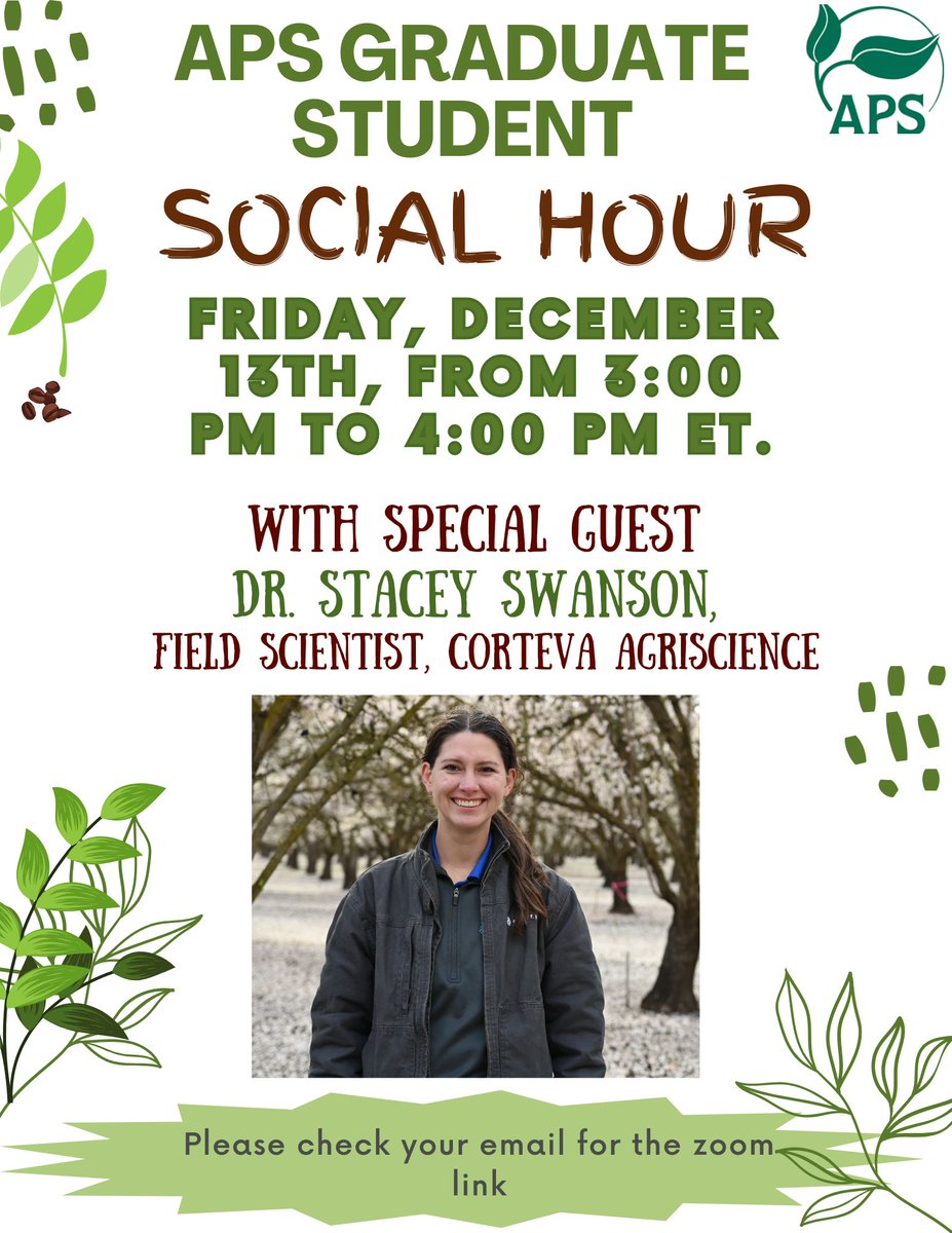 The final Grad student Social Hour will be on Friday the 13th! Don't miss out on this opportunity to hear from Dr. Stacey Swanson.