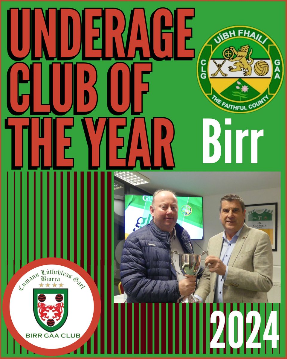 Official Offaly GAA (@offaly_gaa) on Twitter photo ๐จ๐ป๐ฑ๐ฒ๐ฟ๐ฎ๐ด๐ฒ ๐๐น๐๐ฏ ๐ผ๐ณ ๐๐ต๐ฒ ๐ฌ๐ฒ๐ฎ๐ฟ โถโชโถโธ
๐ฝ๐๐ง๐ง ๐๐ผ๐ผ ๐พ๐ก๐ช๐
Birr GAA Club enjoyed an exceptional year in 2024, lifting its status as a powerhouse of underage hurling. The club's Under 13 and Under 15 teams claimed the prestigious A Hurling Championship ๐จ๐ป๐ฑ๐ฒ๐ฟ๐ฎ๐ด๐ฒ ๐๐น๐๐ฏ ๐ผ๐ณ ๐๐ต๐ฒ ๐ฌ๐ฒ๐ฎ๐ฟ โถโชโถโธ
๐ฝ๐๐ง๐ง ๐๐ผ๐ผ ๐พ๐ก๐ช๐
Birr GAA Club enjoyed an exceptional year in 2024, lifting its status as a powerhouse of underage hurling. The club's Under 13 and Under 15 teams claimed the prestigious A Hurling Championship