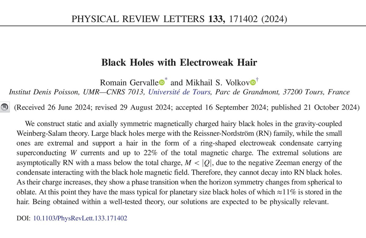 Et si certains petits trous noirs primordiaux avaient des cheveux ?  #tinyBH ... sans jamais devenir de type Kerr, RN...